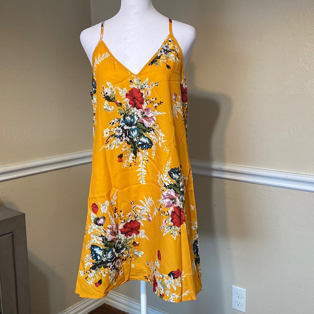 Shein Orange with Floral Print Sundress